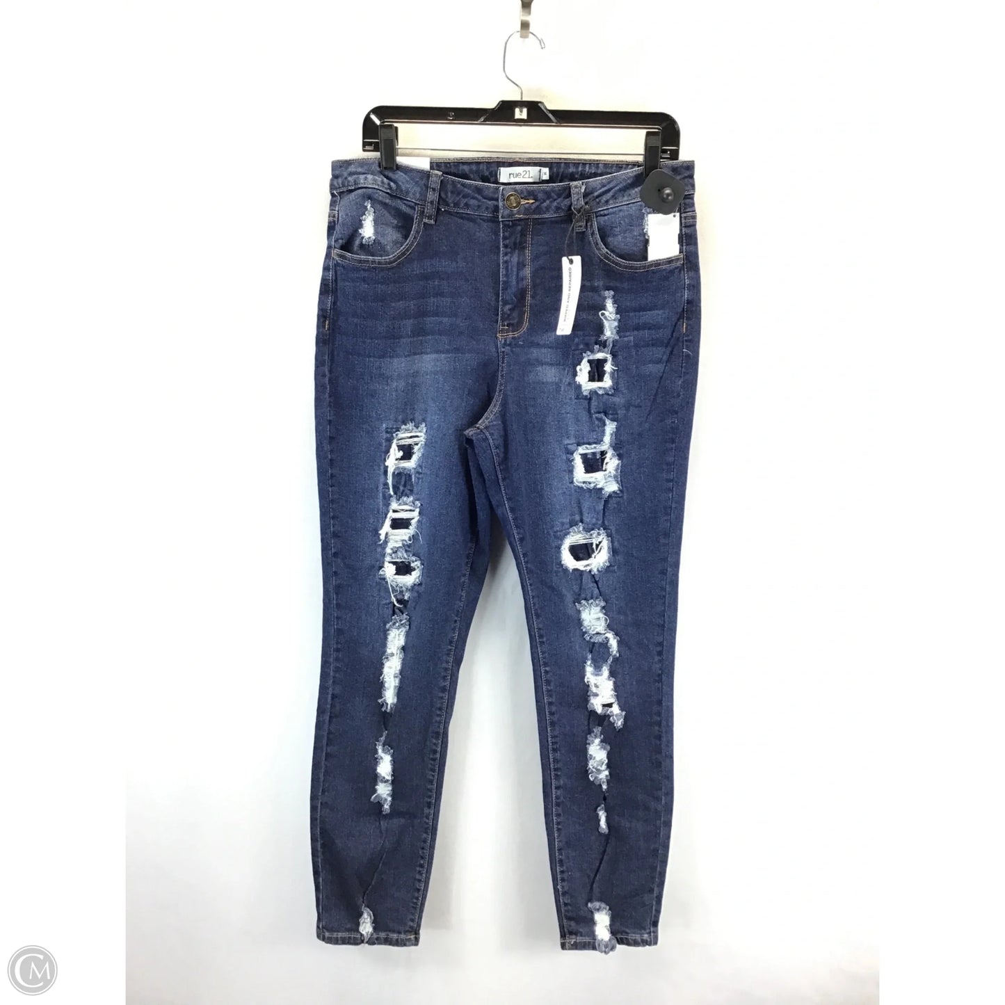 Jeans Skinny By Rue 21 In Blue Denim, Size: 14