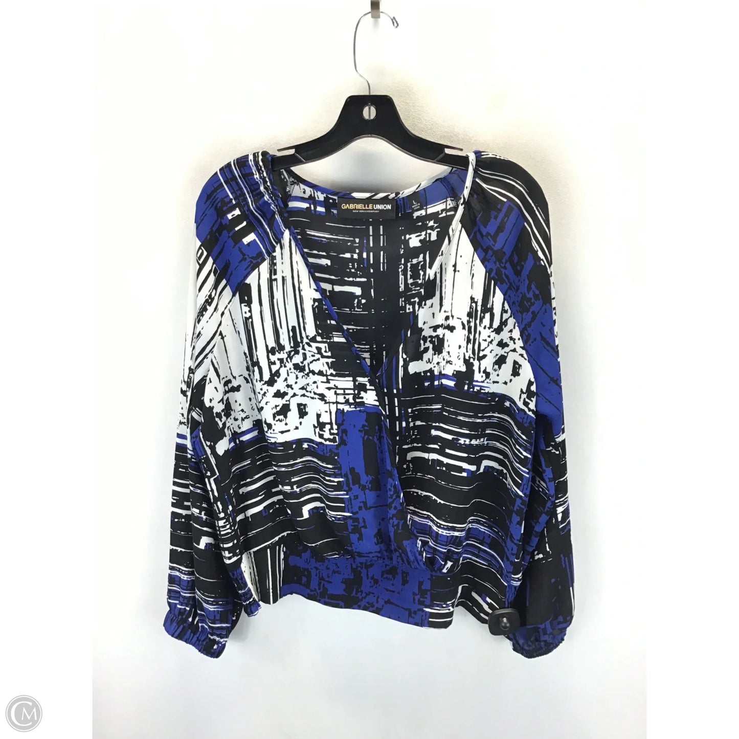 Top Long Sleeve By New York And Co In Black & Blue, Size: L