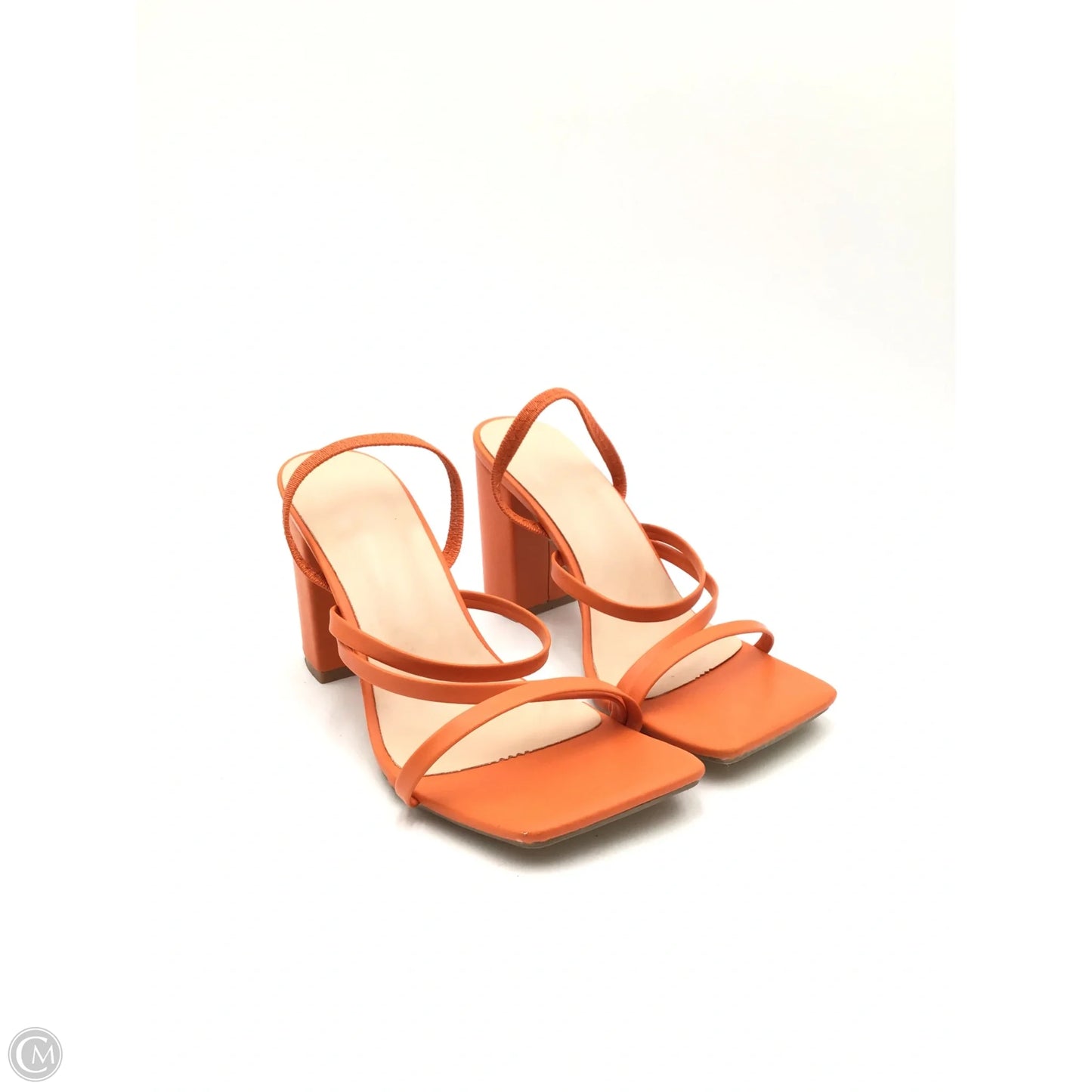 Sandals Heels Block By Clothes Mentor In Orange, Size: 7.5