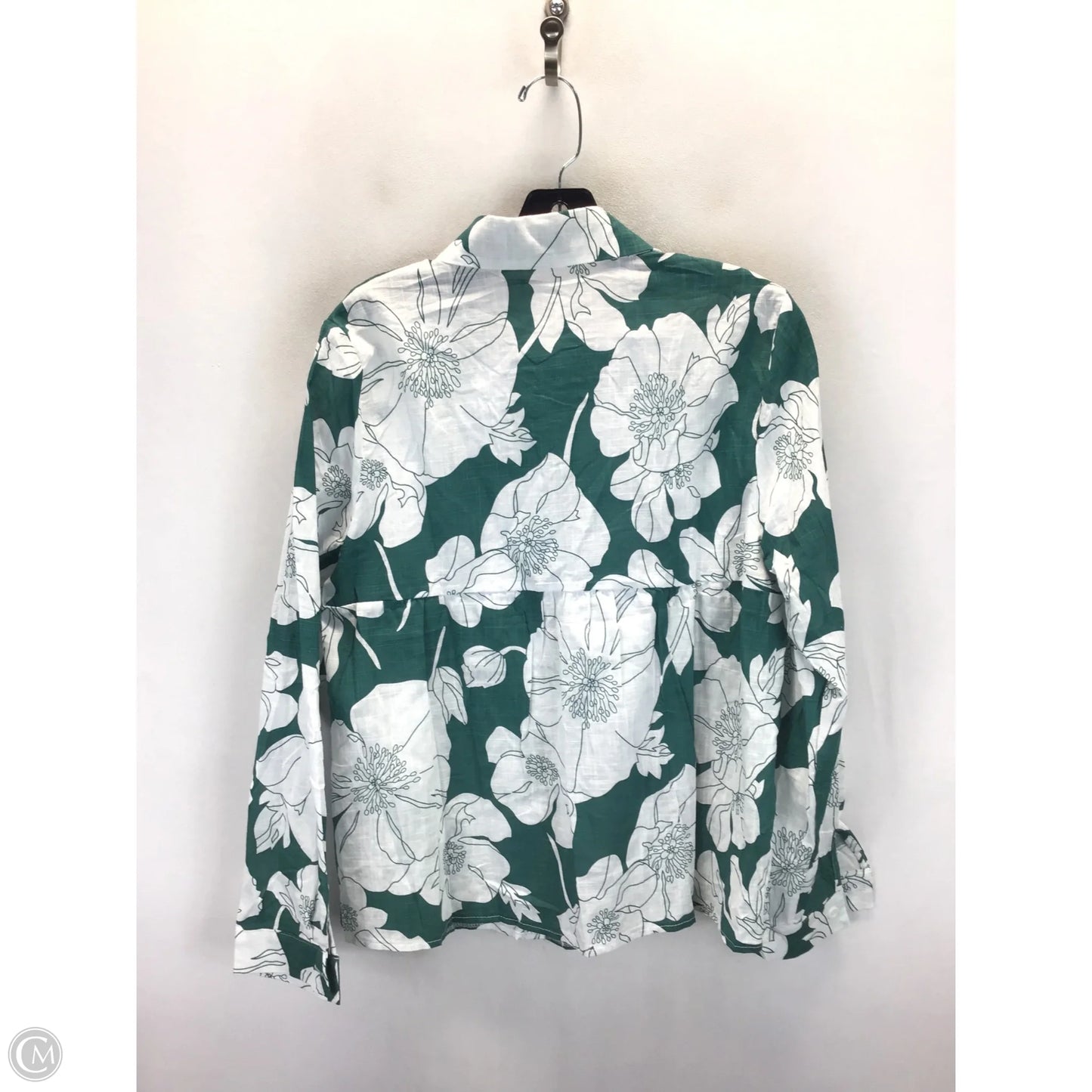Top Long Sleeve By Clothes Mentor In Green & White, Size: M