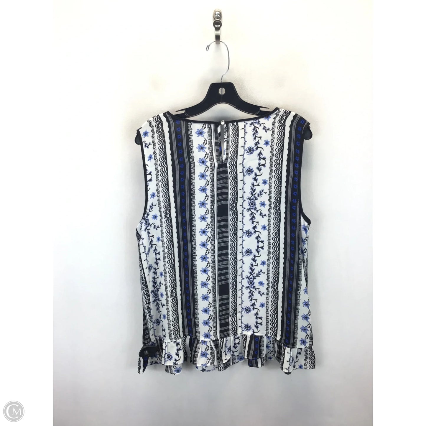 Top Sleeveless By Cece In Black & Blue, Size: L