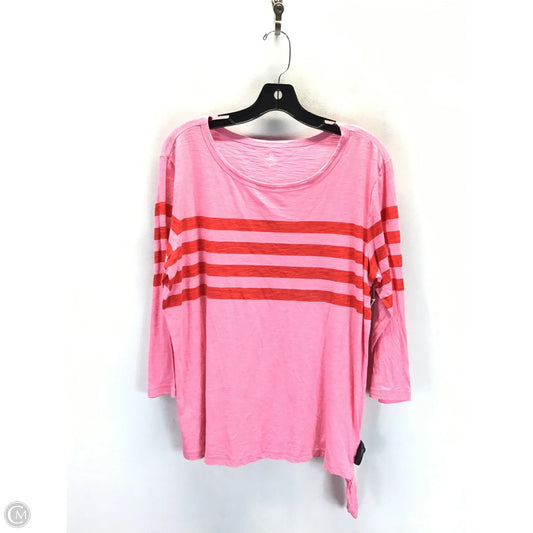 Top 3/4 Sleeve By Talbots In Pink & Red, Size: Xl