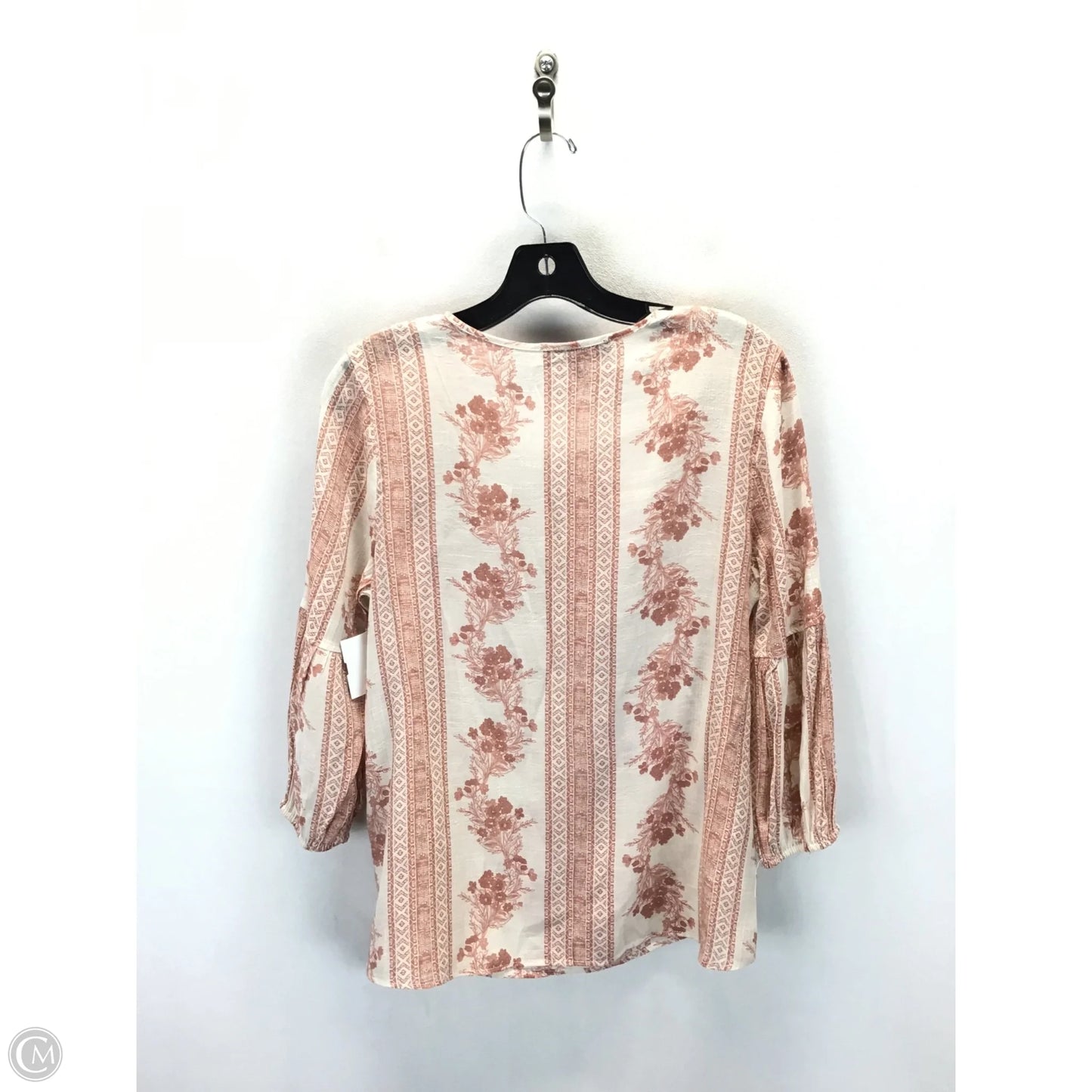 Top Long Sleeve By Fred David In Pink & Tan, Size: S