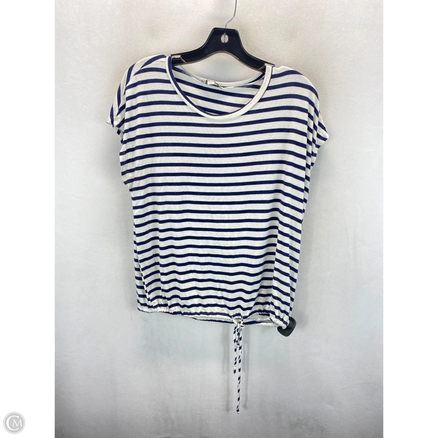 Top Sleeveless By Green Envelope In Blue & White, Size: L