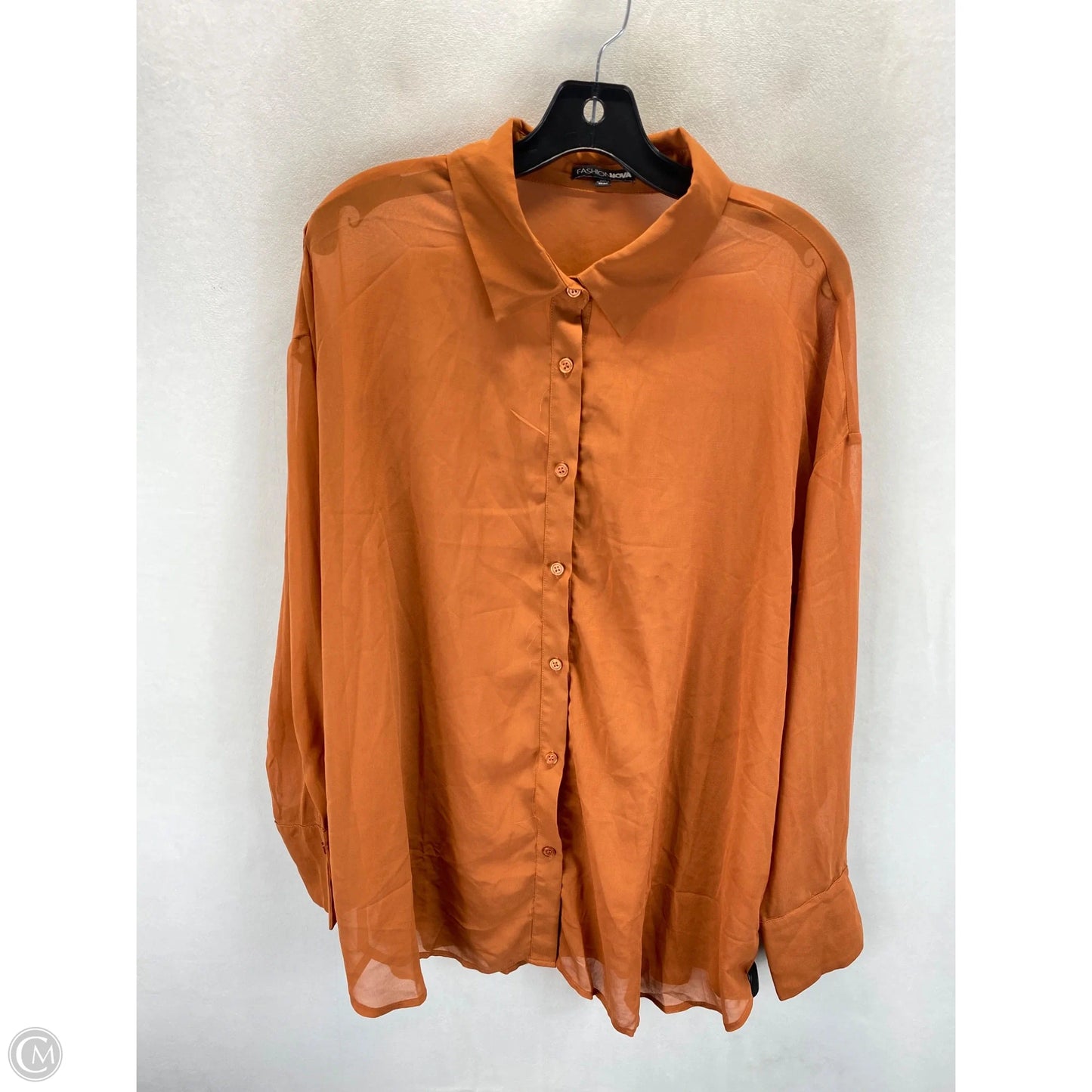 Top Long Sleeve By Fashion Nova In Orange, Size: 1x
