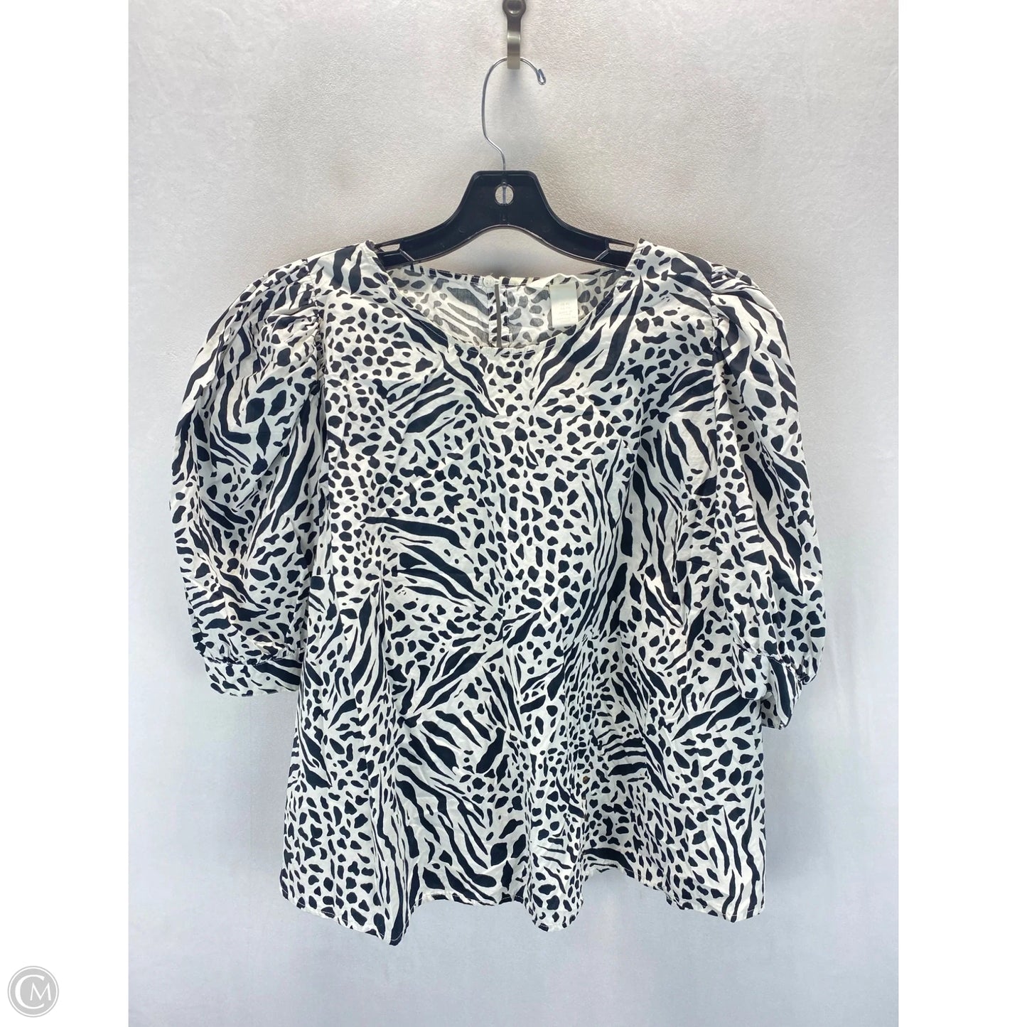 Top 3/4 Sleeve By H&m In Black & White, Size: Xl