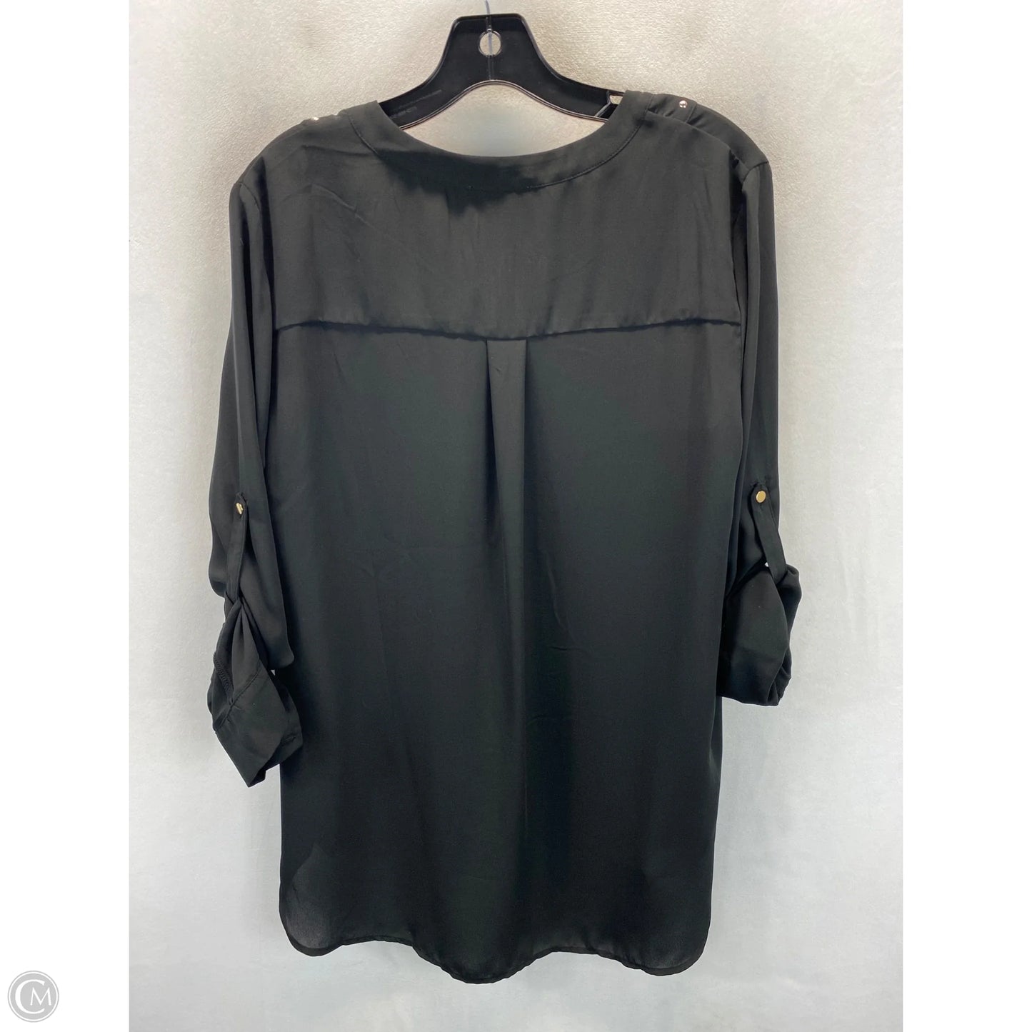 Top Long Sleeve By Carmen By Carmen Marc Valvo In Black & Gold, Size: L