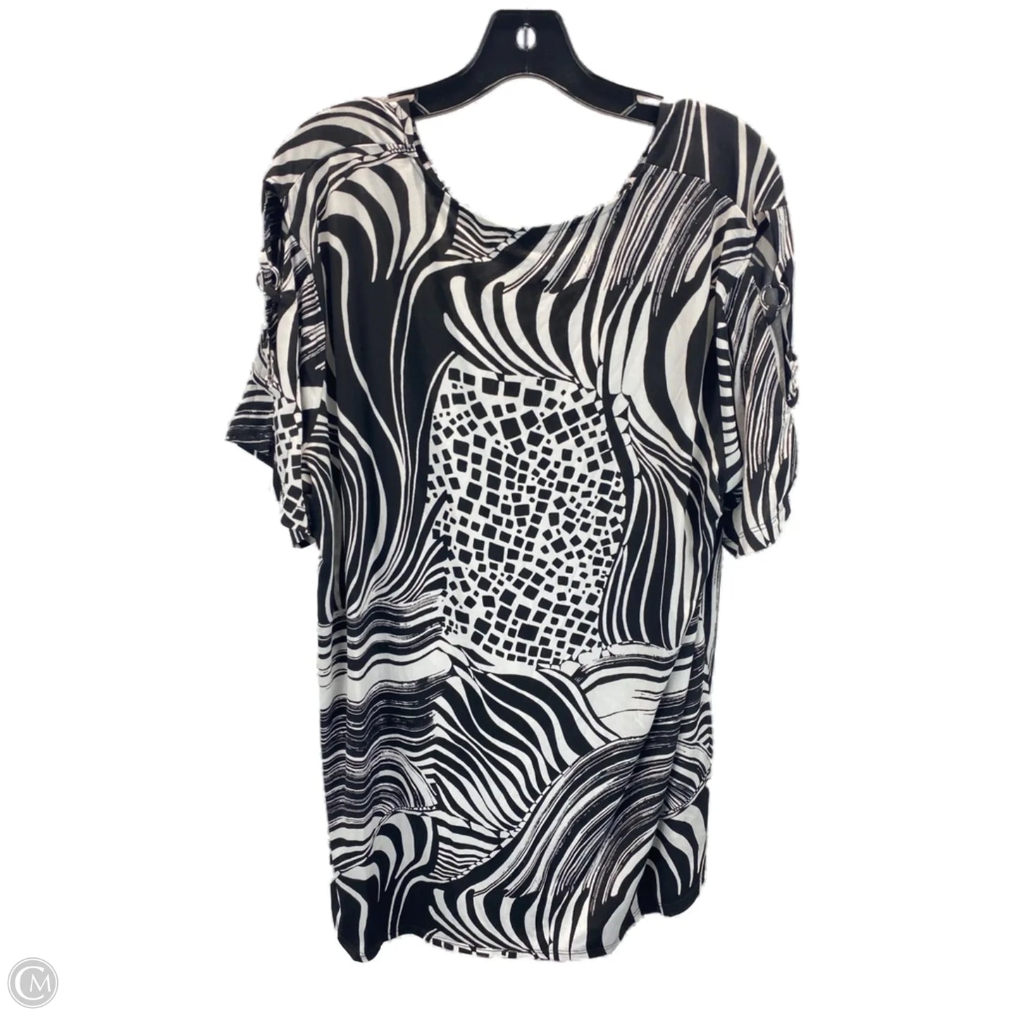 Top 3/4 Sleeve By Cato In Black & White, Size: 2x