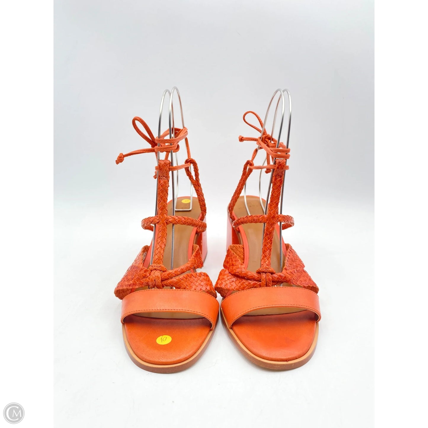 Sandals Heels Block By H For Halston In Orange, Size: 10