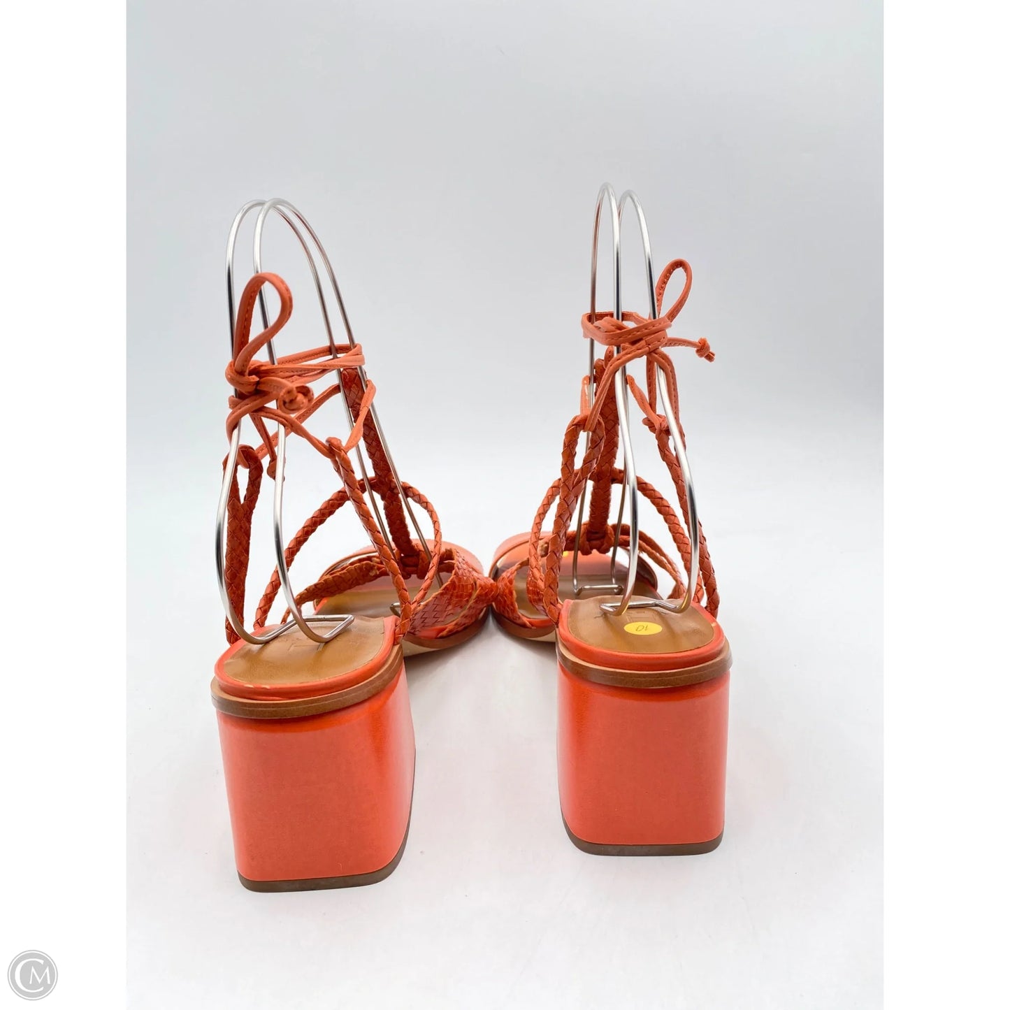 Sandals Heels Block By H For Halston In Orange, Size: 10