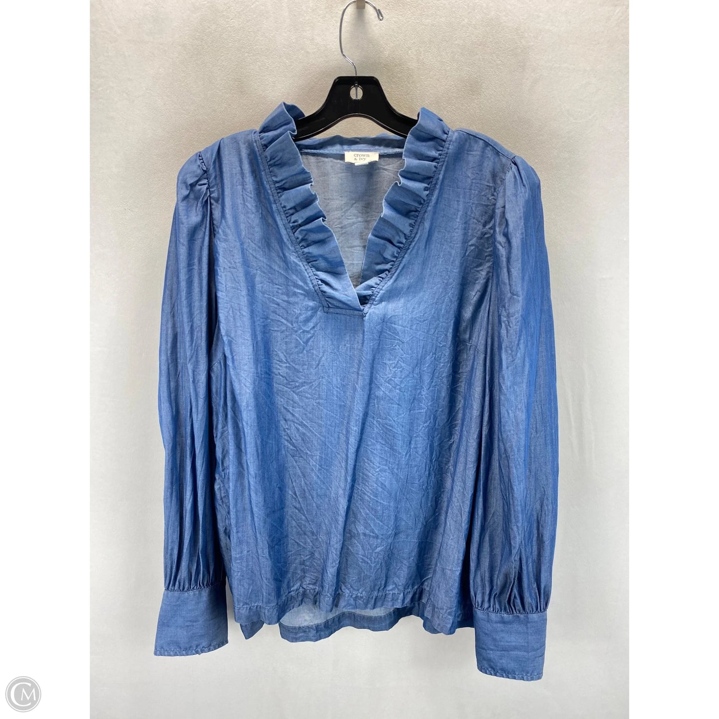 Top Long Sleeve By Crown And Ivy In Blue, Size: Xxl