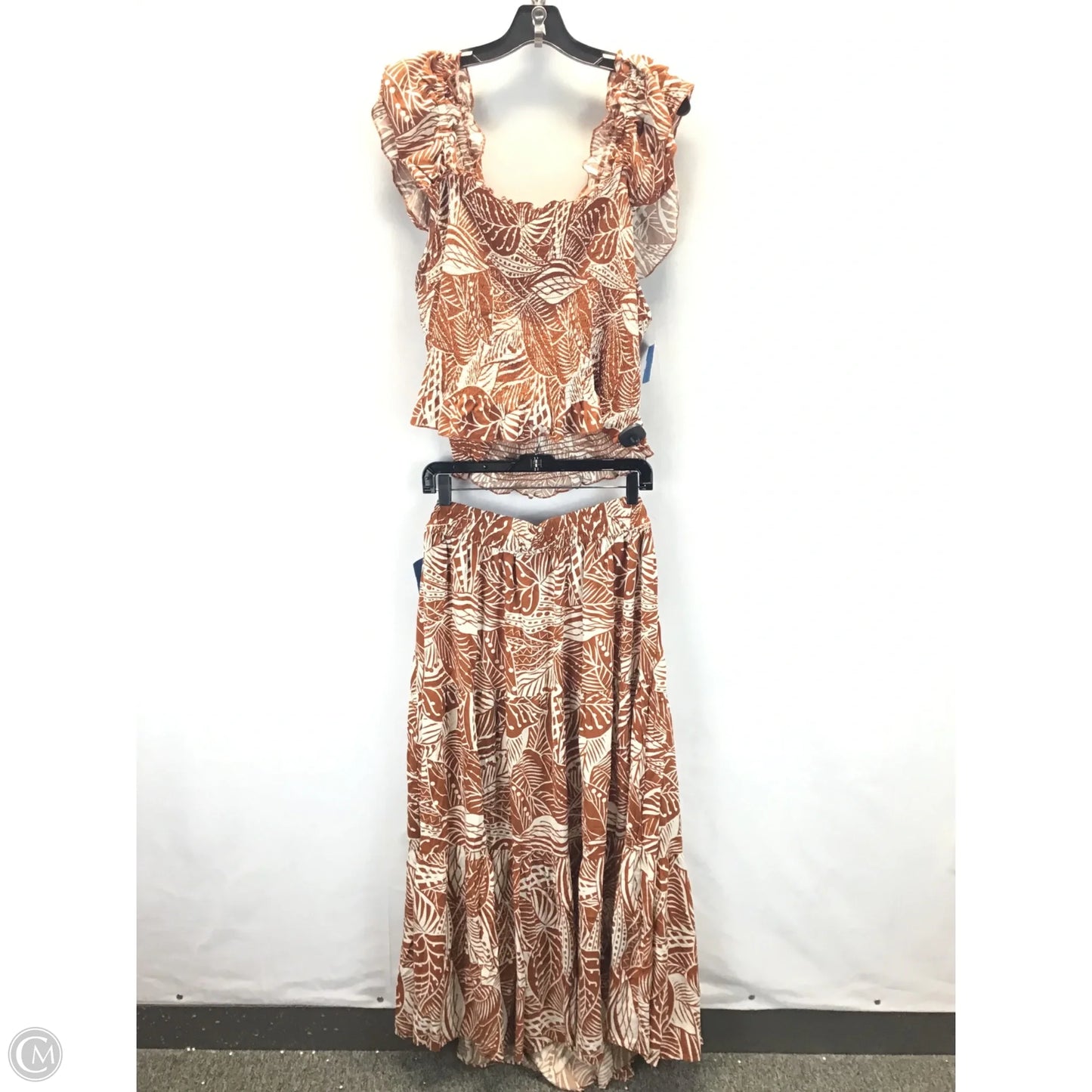 Skirt Set 2pc By Ashley Stewart In Brown & White, Size: 1x