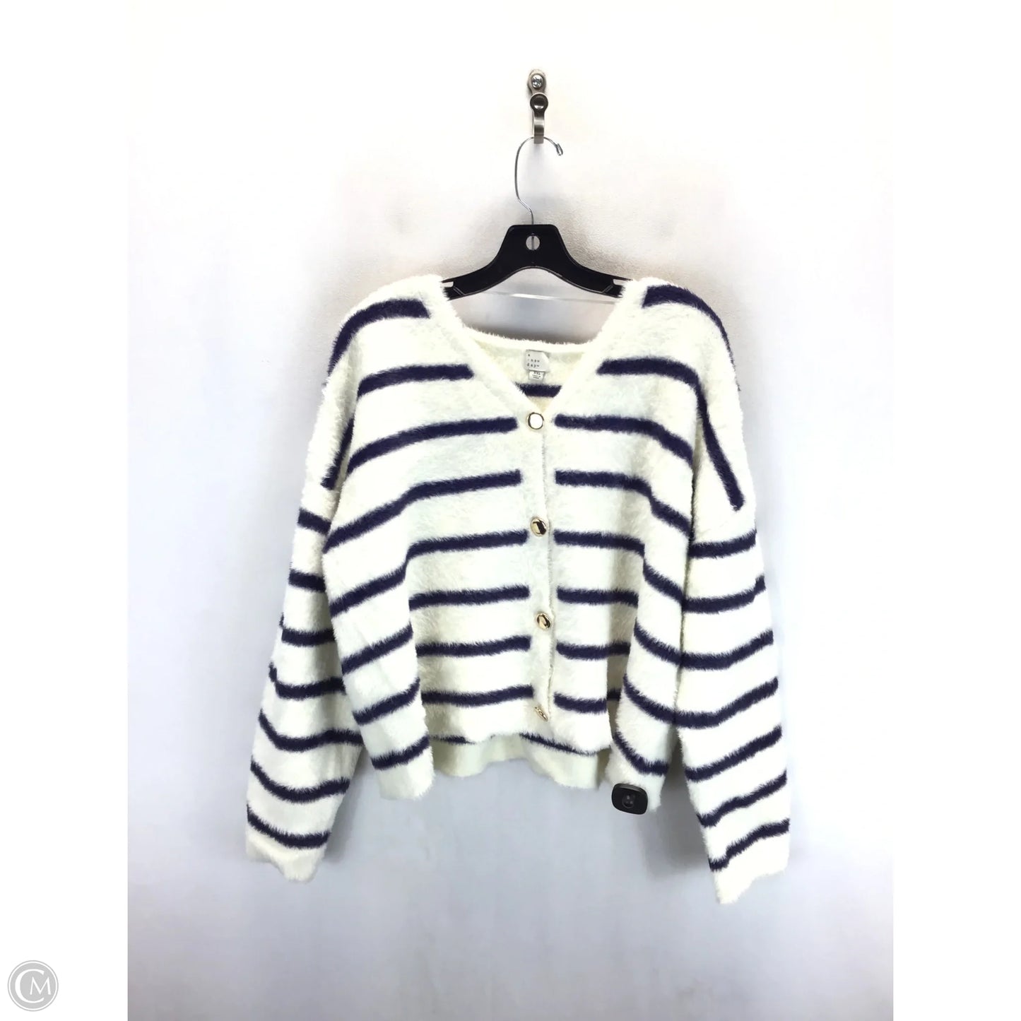 Sweater Cardigan By A New Day In Blue & White, Size: Xxl