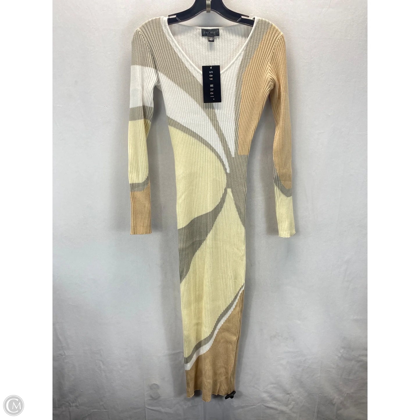 Dress Sweater By Say What In Cream & Grey, Size: M