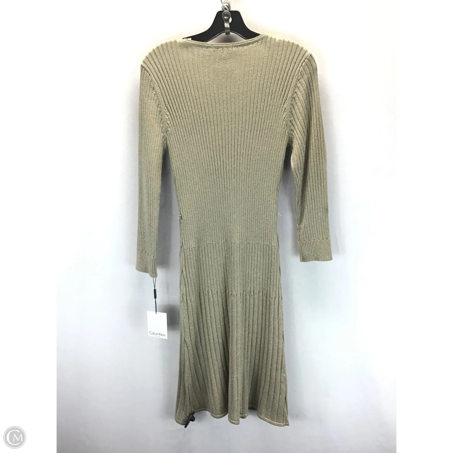 Dress Sweater By Calvin Klein In Gold, Size: M