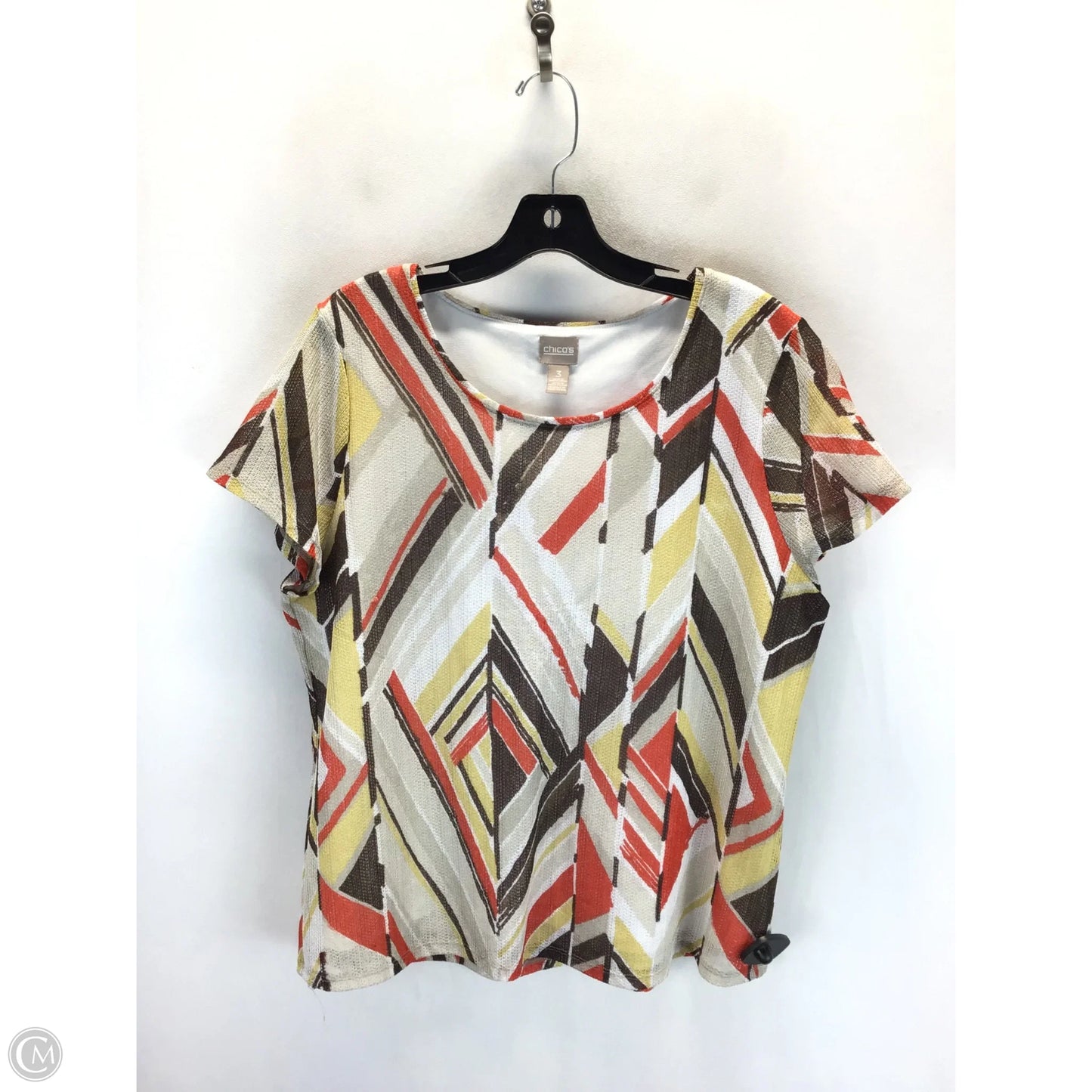 Top Short Sleeve By Chicos In Multi-colored, Size: Xl