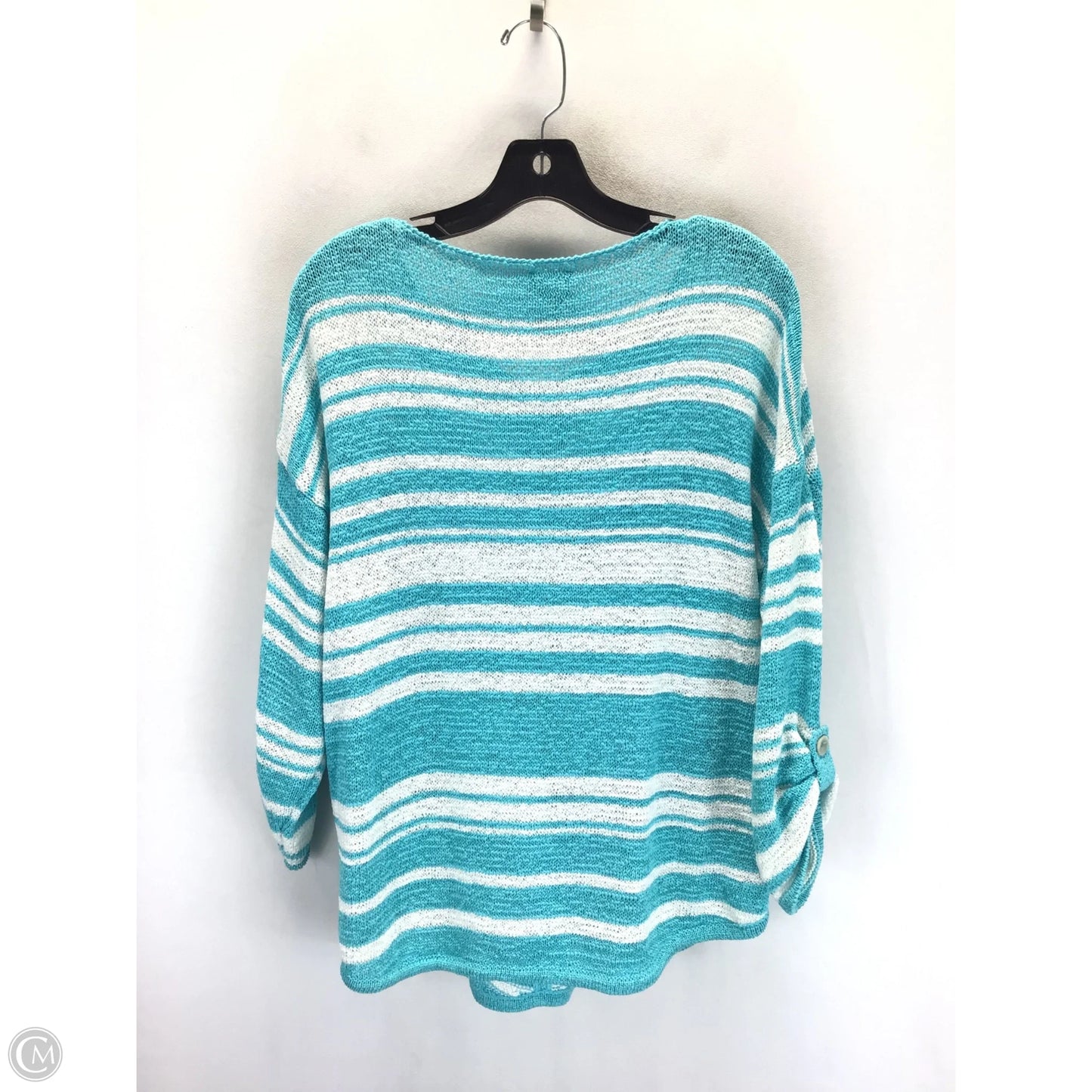 Sweater By Chicos In Blue & White, Size: Xl