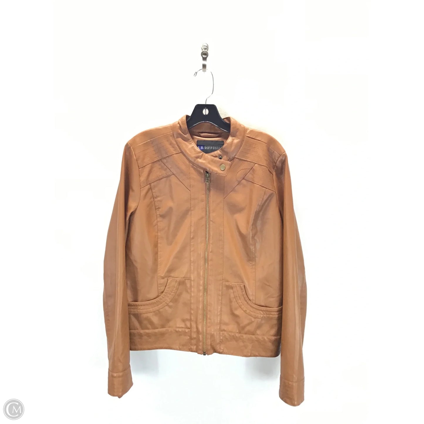 Jacket Moto By Clothes Mentor In Tan, Size: M