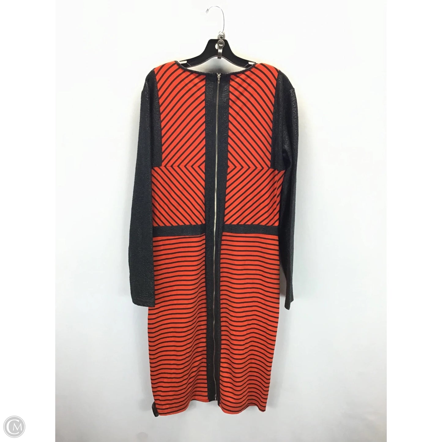 Dress Casual Midi By Clothes Mentor In Black & Orange, Size: 14