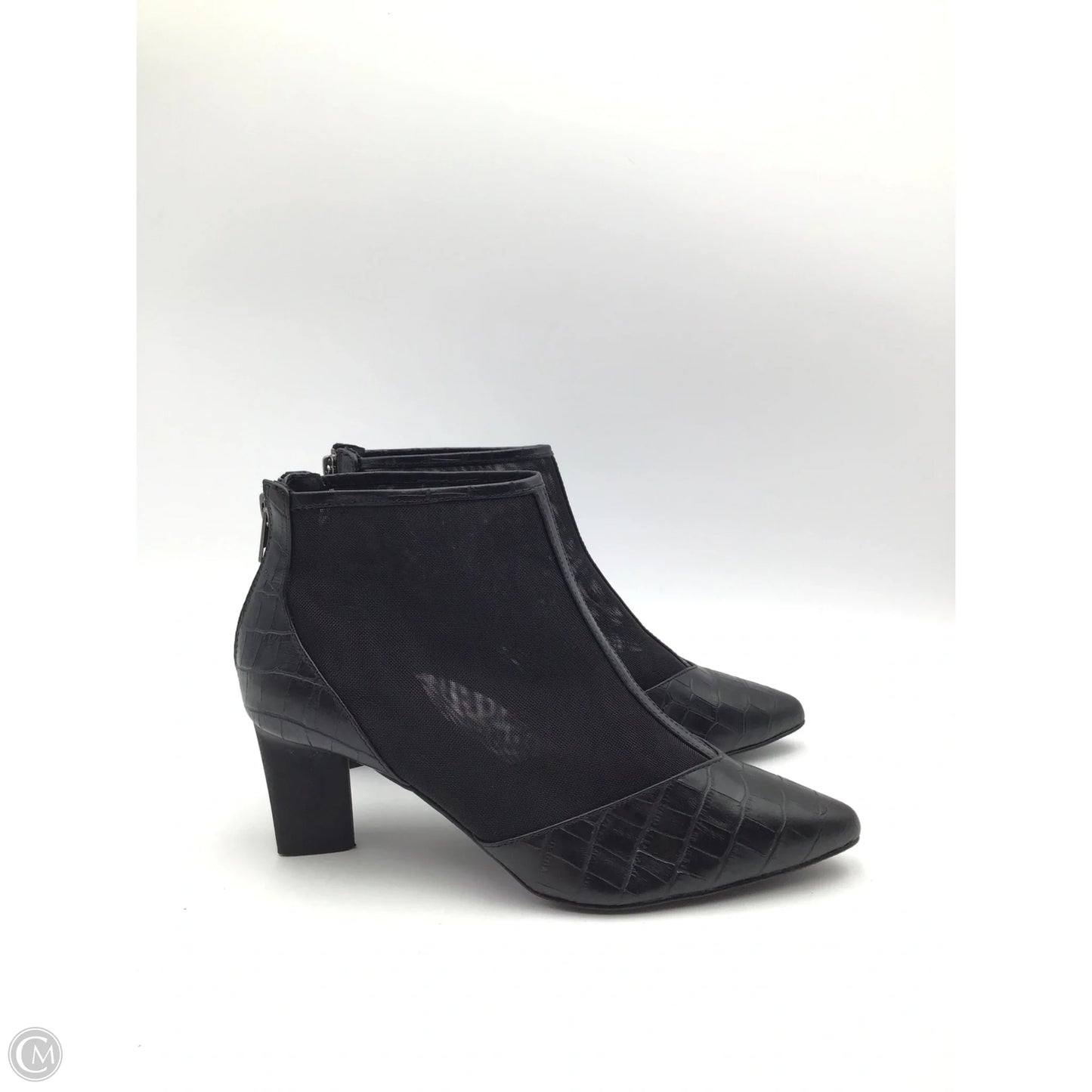 Boots Ankle Heels By Logo In Black, Size: 8