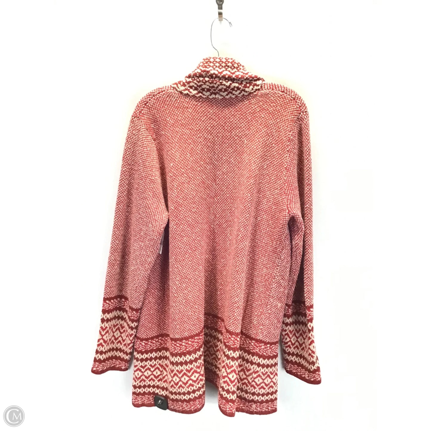 Sweater Cardigan By Lucky Brand In Red & Tan, Size: Xl