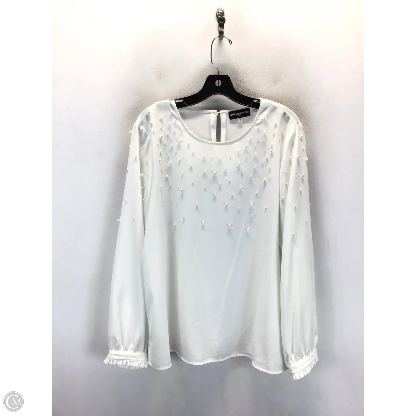 Top Long Sleeve Designer By Karl Lagerfeld In White, Size: Xl