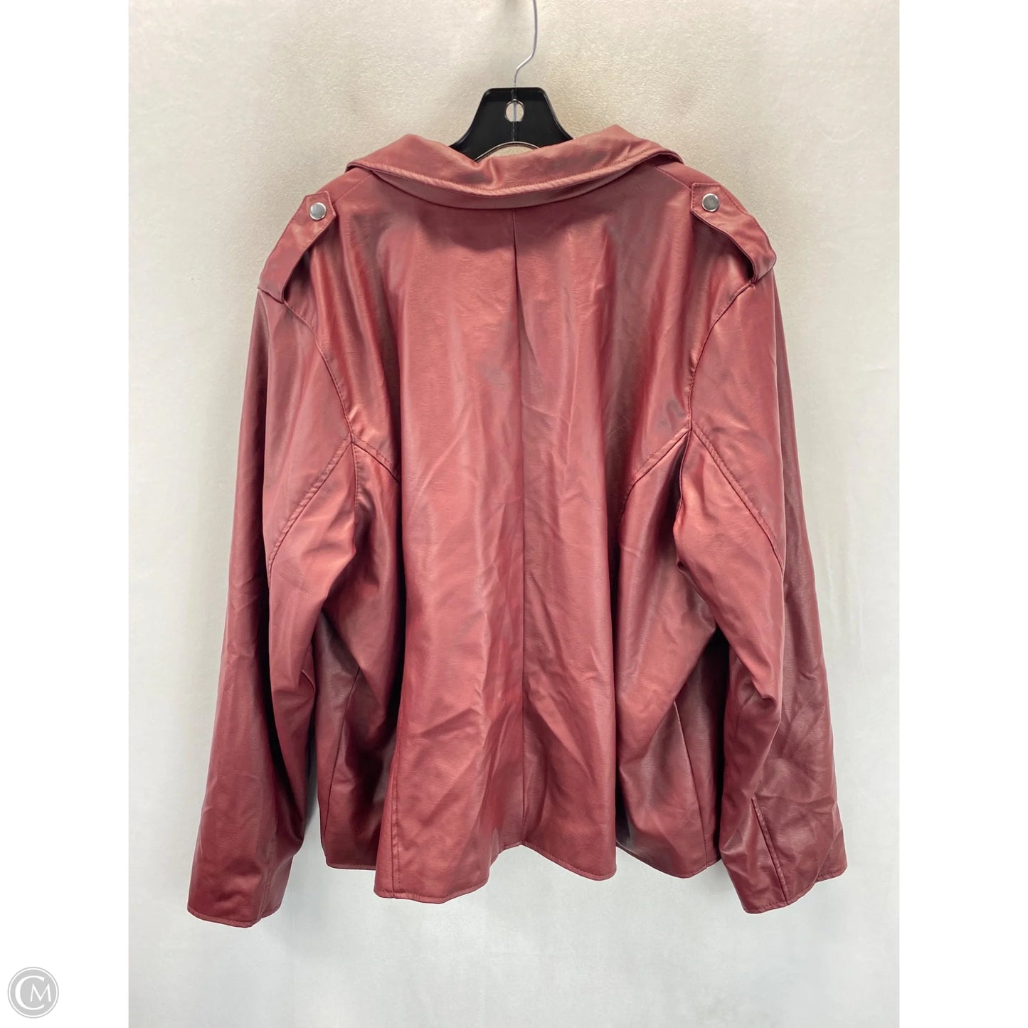 Jacket Moto Leather By Clothes Mentor In Maroon, Size: 3x