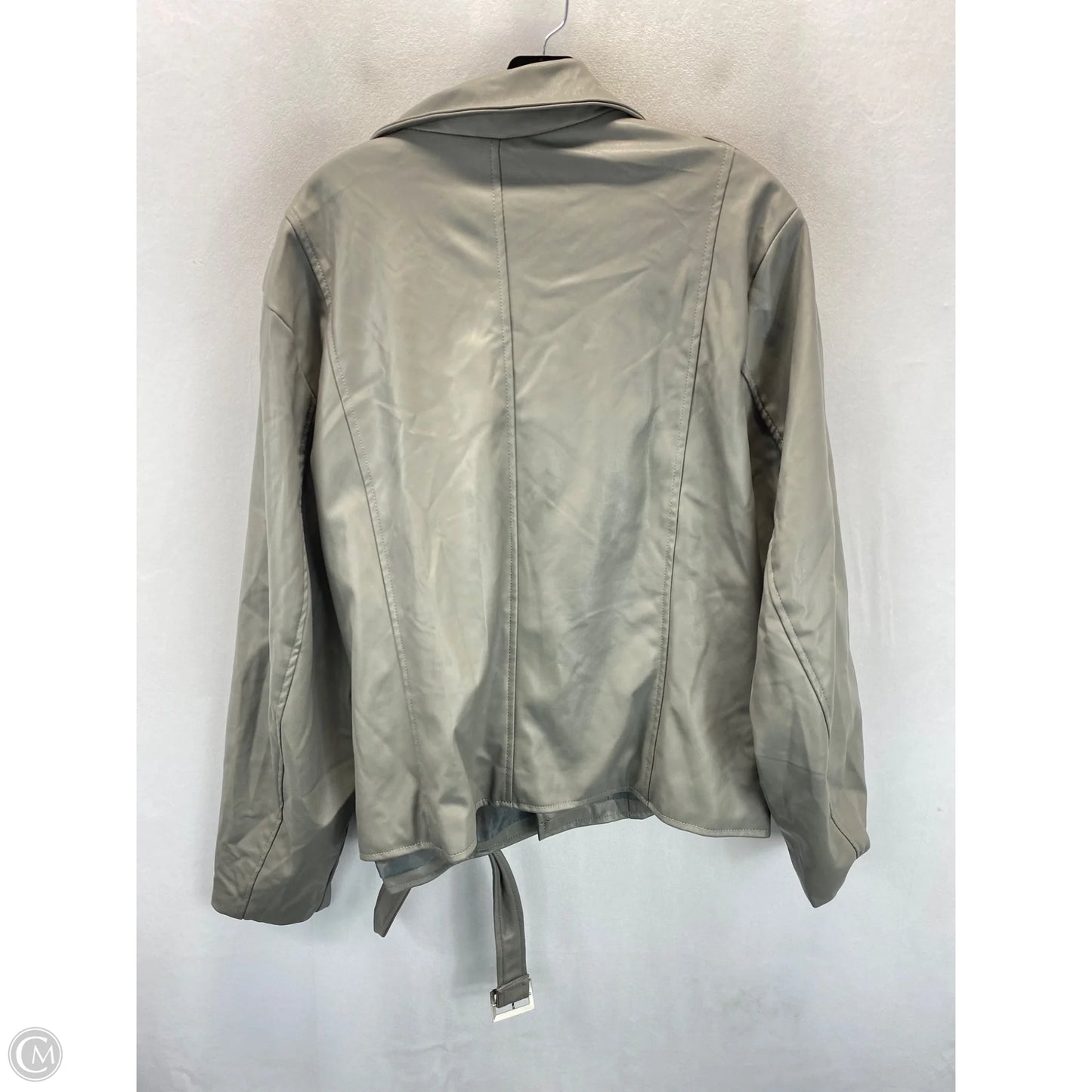 Jacket Moto Leather By Black Label In Grey, Size: 2x