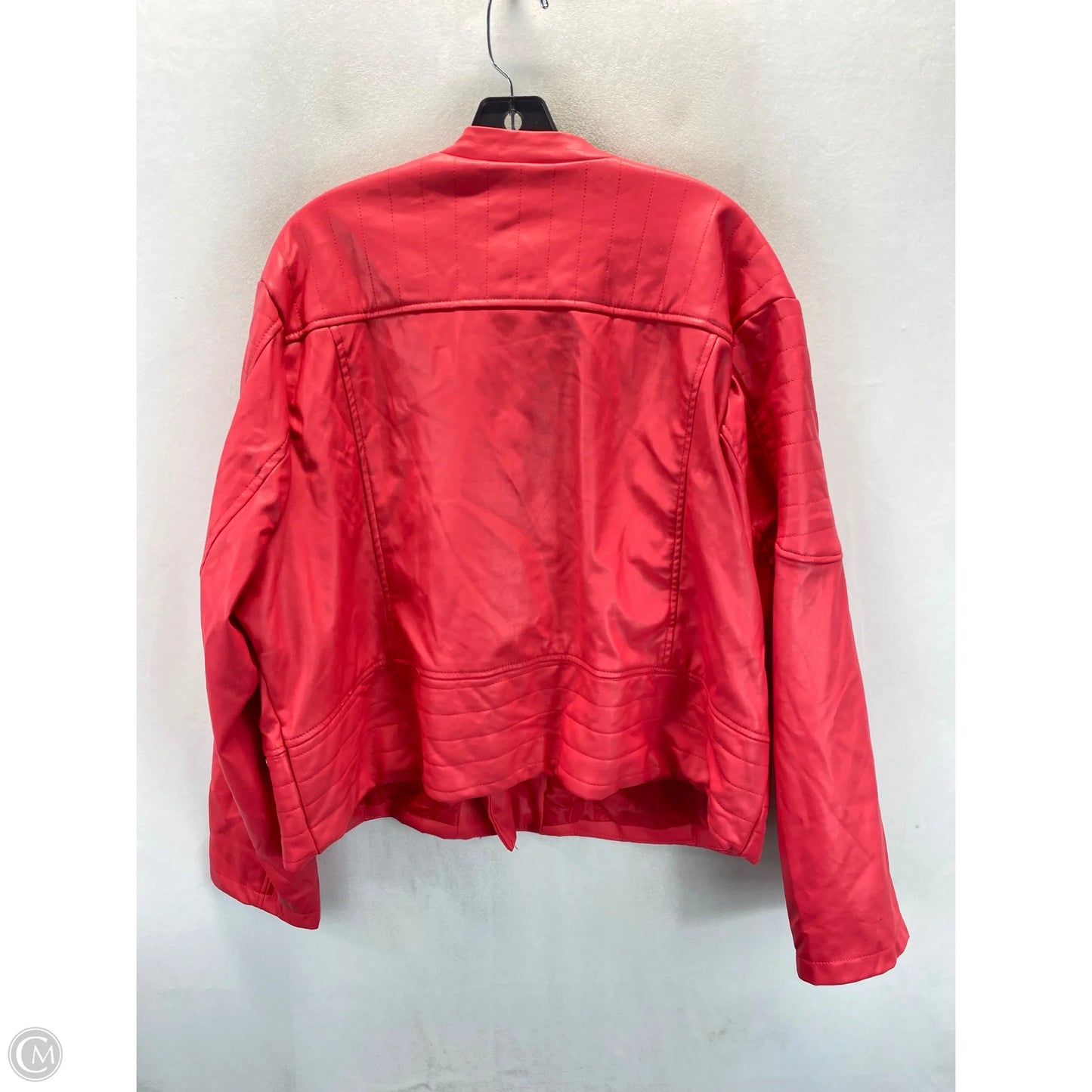 Jacket Moto Leather By Black Label In Coral, Size: 3x
