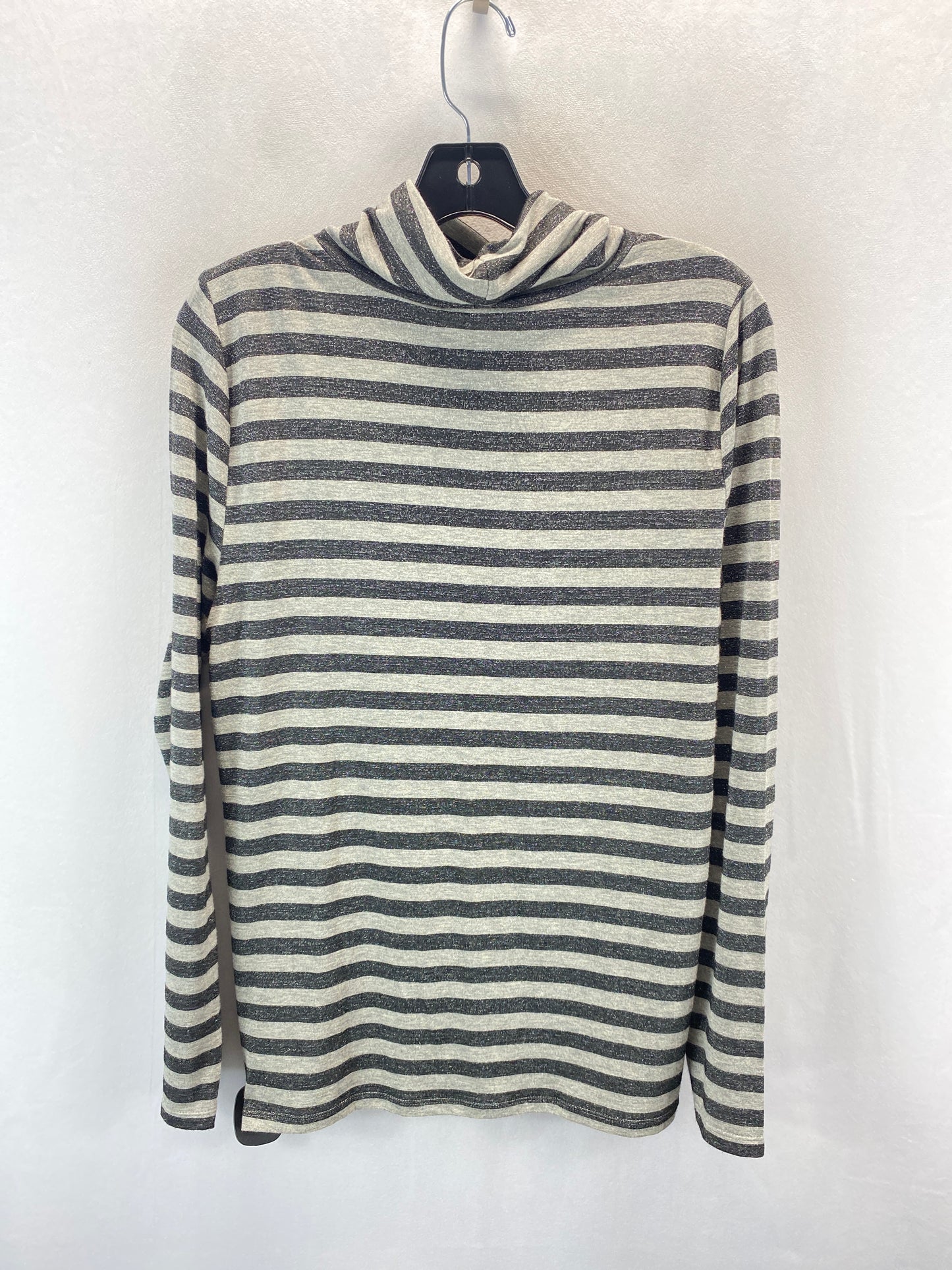 Top Long Sleeve By Loft In Black & Grey, Size: L