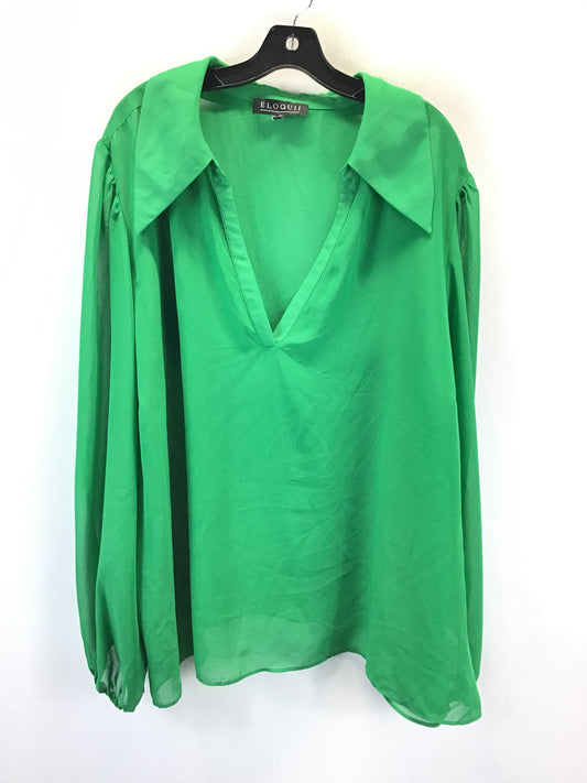 Top Long Sleeve By Eloquii In Green, Size: 28