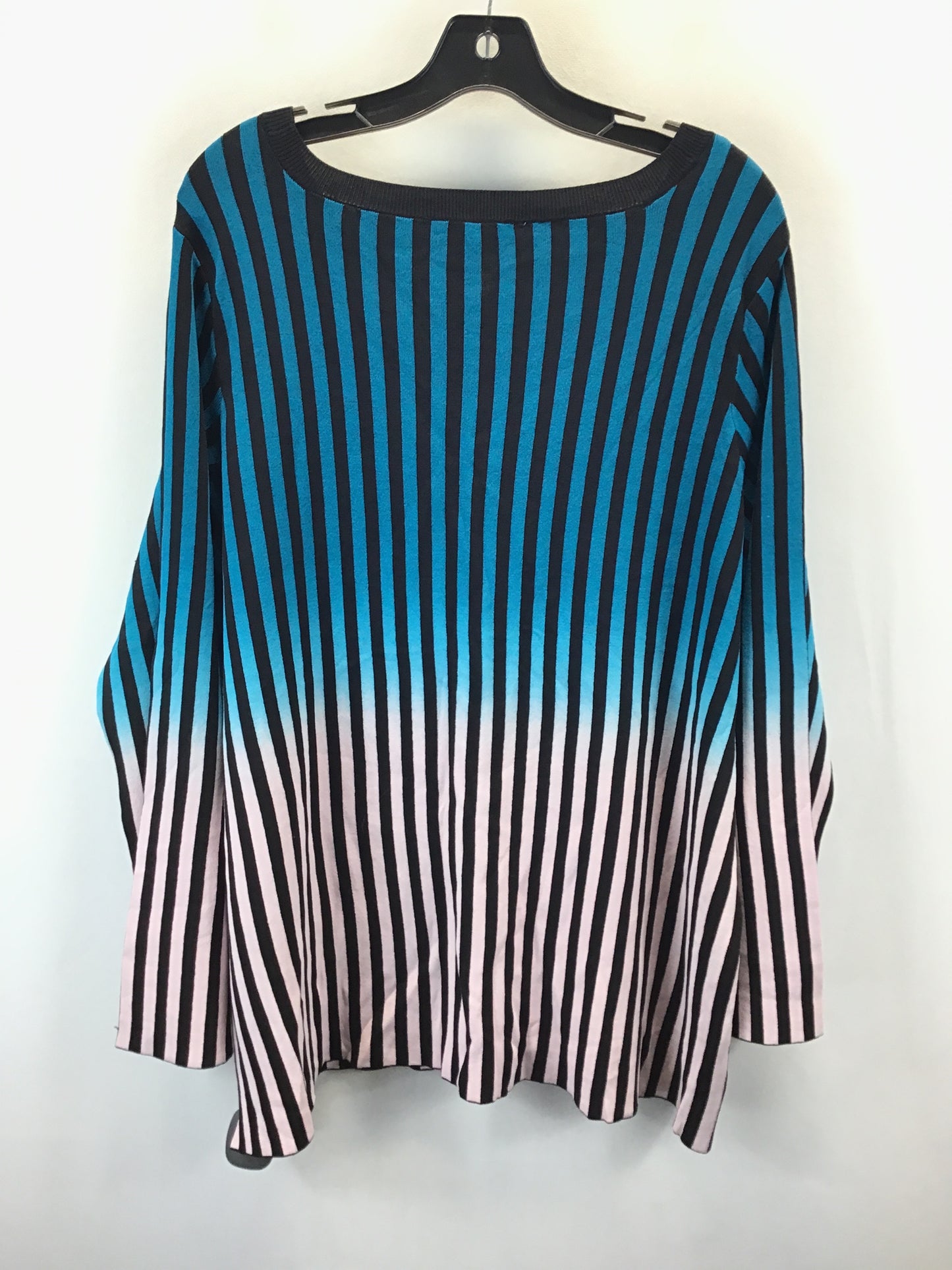 Top 3/4 Sleeve By International Concepts In Striped Pattern, Size: 2x