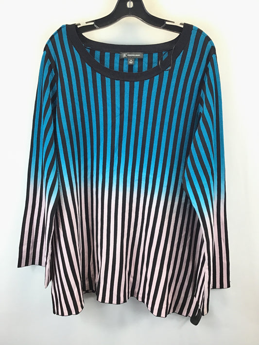 Top 3/4 Sleeve By International Concepts In Striped Pattern, Size: 2x