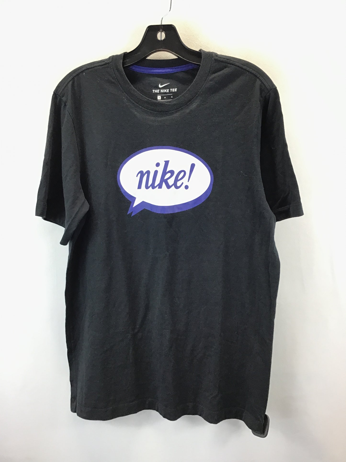 Athletic Top Short Sleeve By Nike In Black & Blue, Size: M