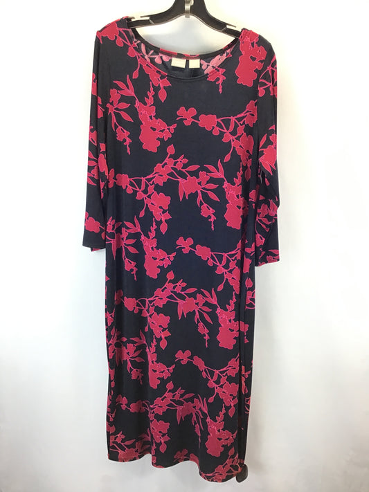 Dress Casual Midi By Chicos In Black & Pink, Size: 2