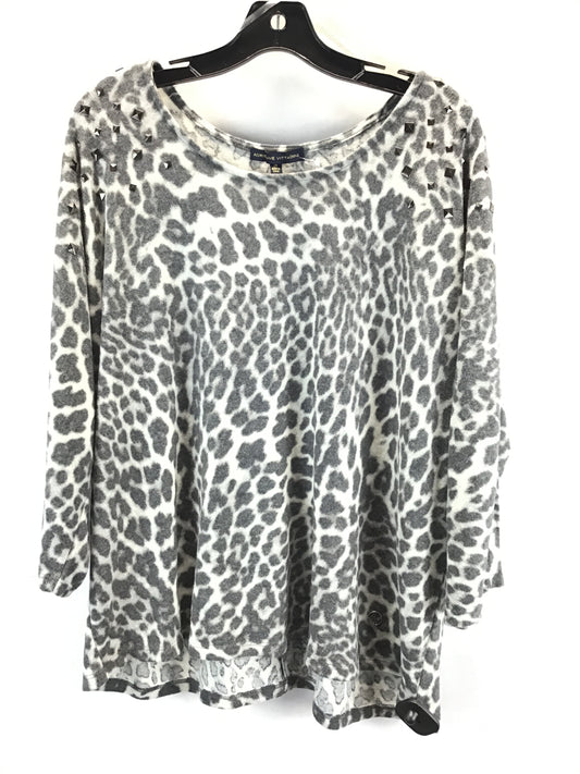 Top 3/4 Sleeve By Adrienne Vittadini In Animal Print, Size: 2x