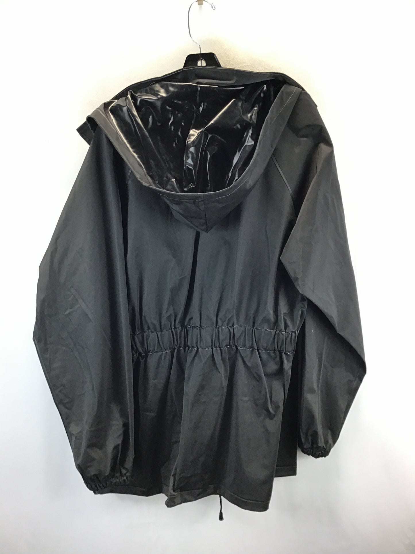 Coat Raincoat By Clothes Mentor In Black, Size: L