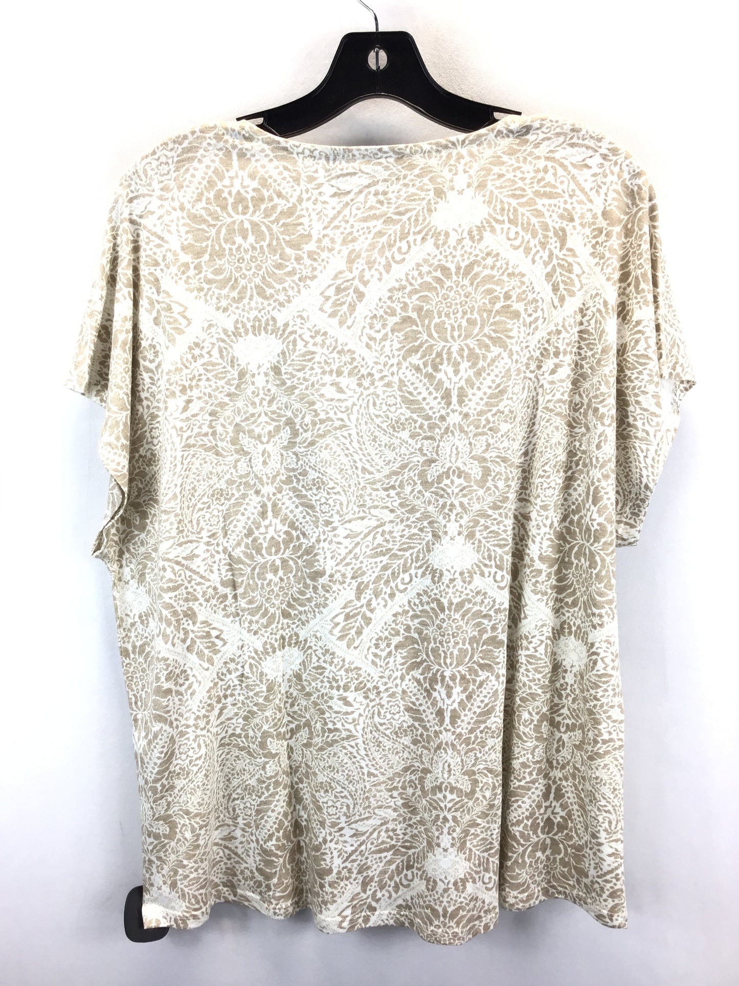 Tan & White Top Short Sleeve Basic Chicos, Size 3