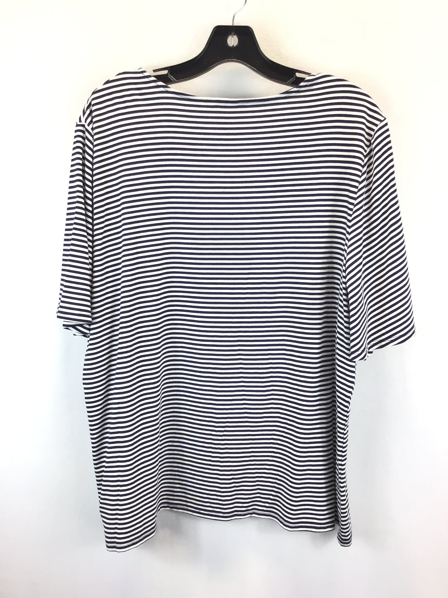 Blue & White Top Short Sleeve Basic Chicos, Size 3