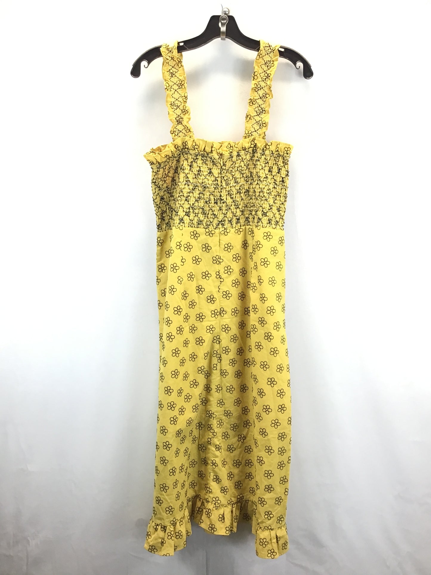 Black & Yellow Dress Casual Maxi Clothes Mentor, Size L