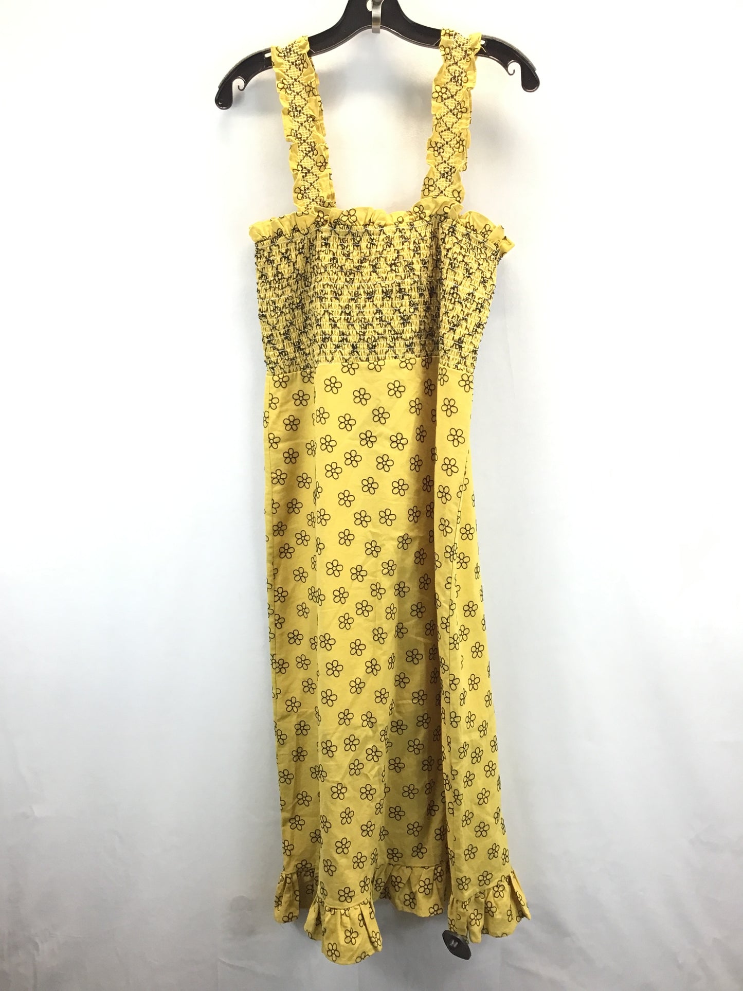 Black & Yellow Dress Casual Maxi Clothes Mentor, Size L