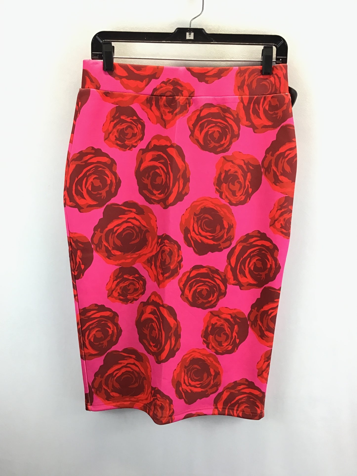 Skirt Midi By New York And Co In Pink & Red, Size: M