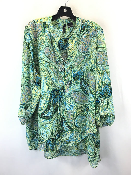 Blouse Long Sleeve By New Directions In Paisley Print, Size: 2x