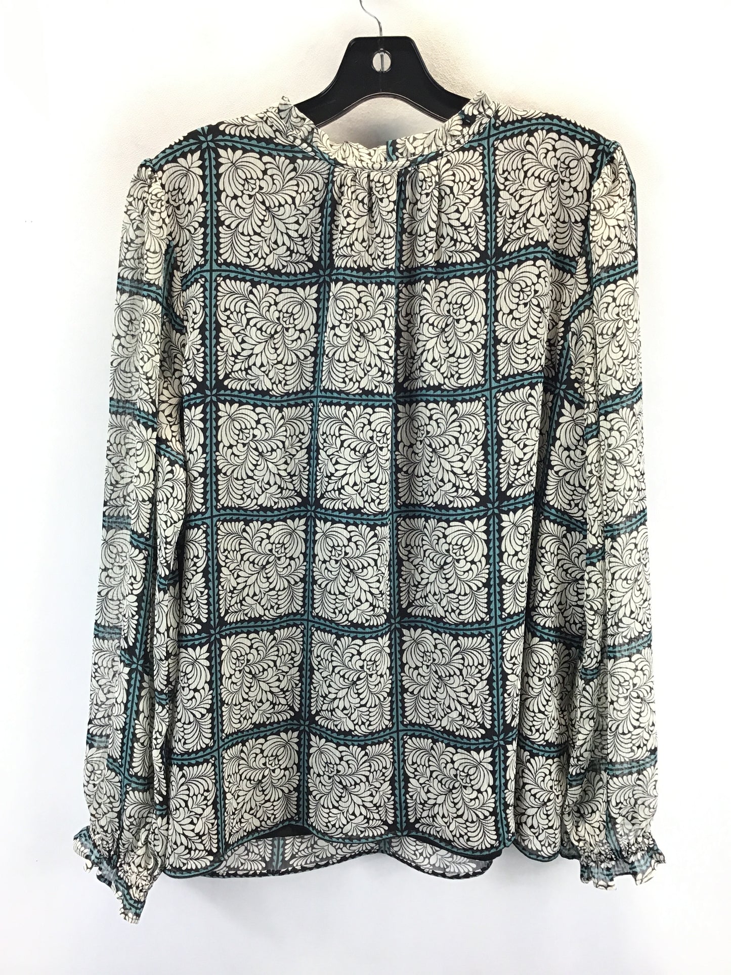 Blouse Long Sleeve By Loft In Blue & Cream, Size: Xl