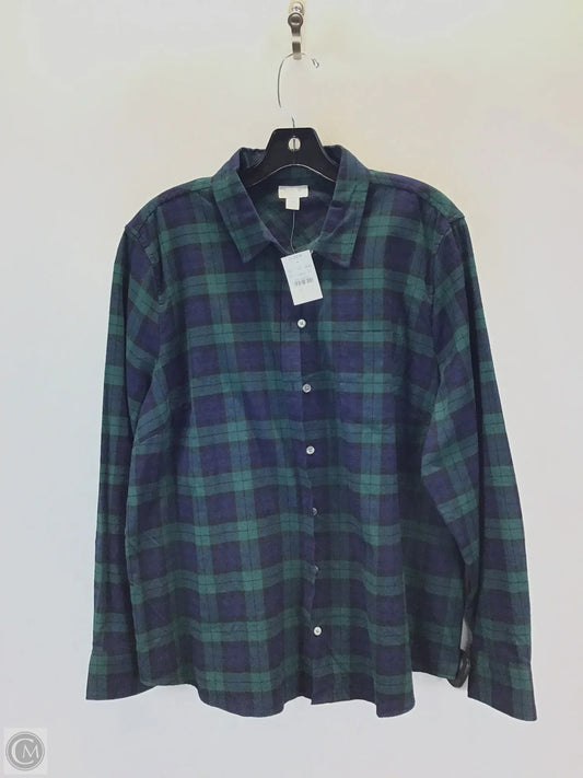 Top Long Sleeve Basic By J. Crew In Blue & Green, Size: Xxl