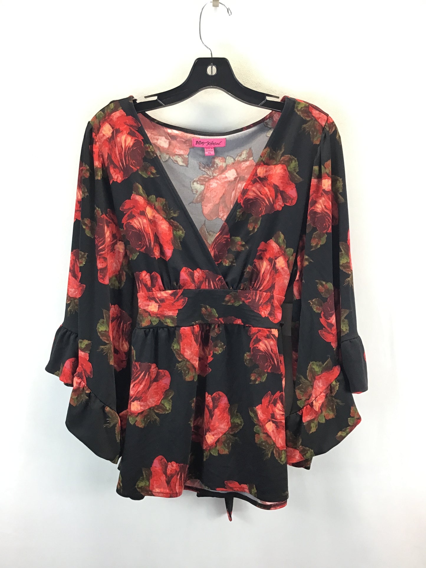 Top Long Sleeve By Betsey Johnson In Black & Red, Size: Xl