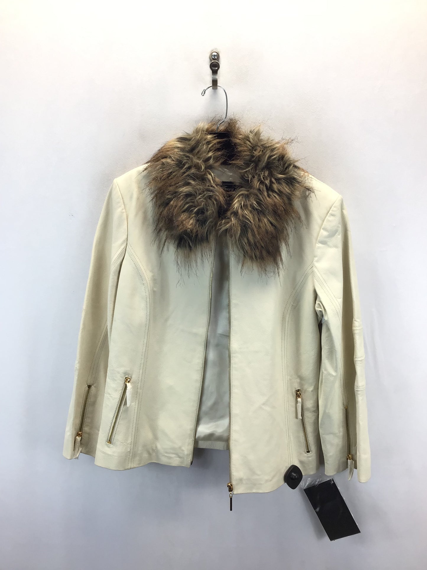 Jacket Leather By Clothes Mentor In Beige, Size: M