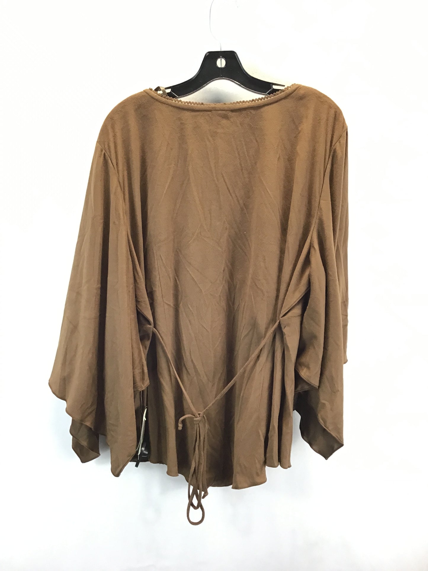 Top 3/4 Sleeve By Emme In Brown, Size: 24