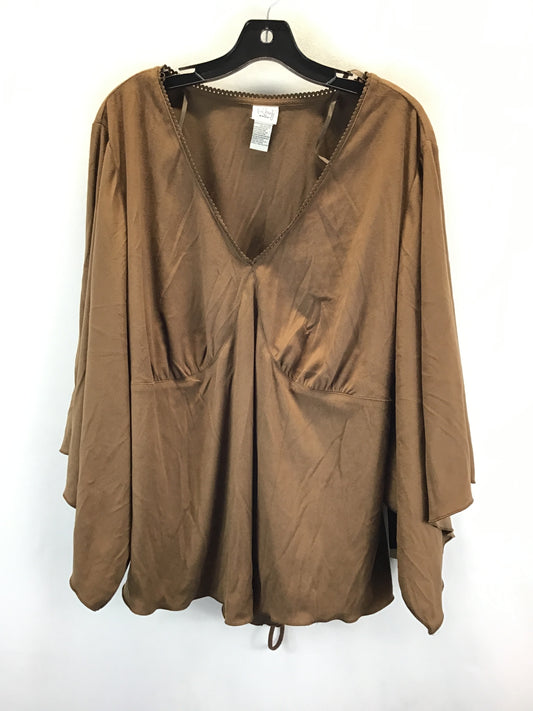 Top 3/4 Sleeve By Emme In Brown, Size: 24