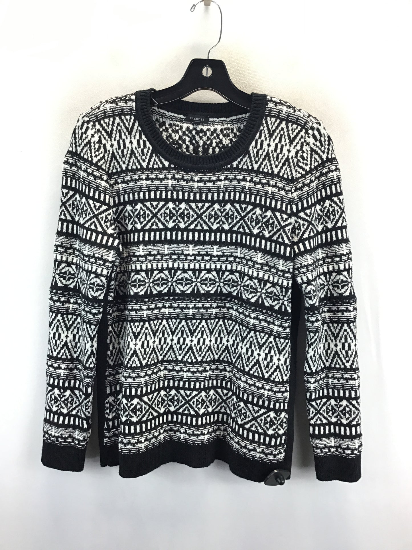 Sweater By Talbots In Black & White, Size: Mp